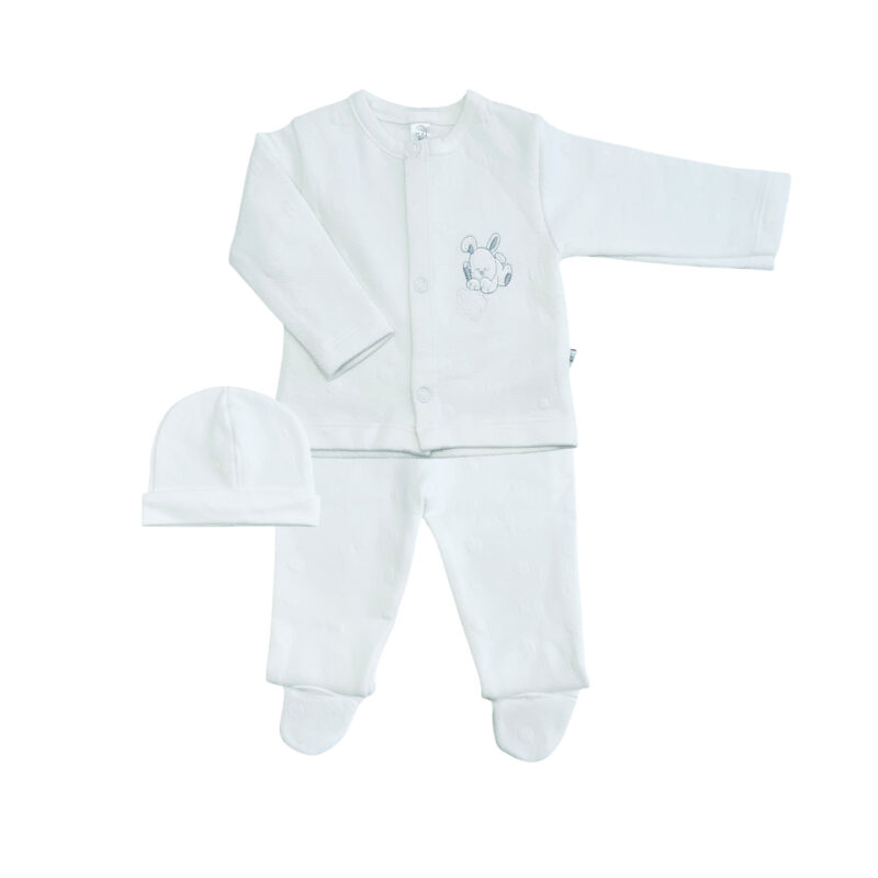 Conjunto Bordado 3 Piezas Bunny Blanco