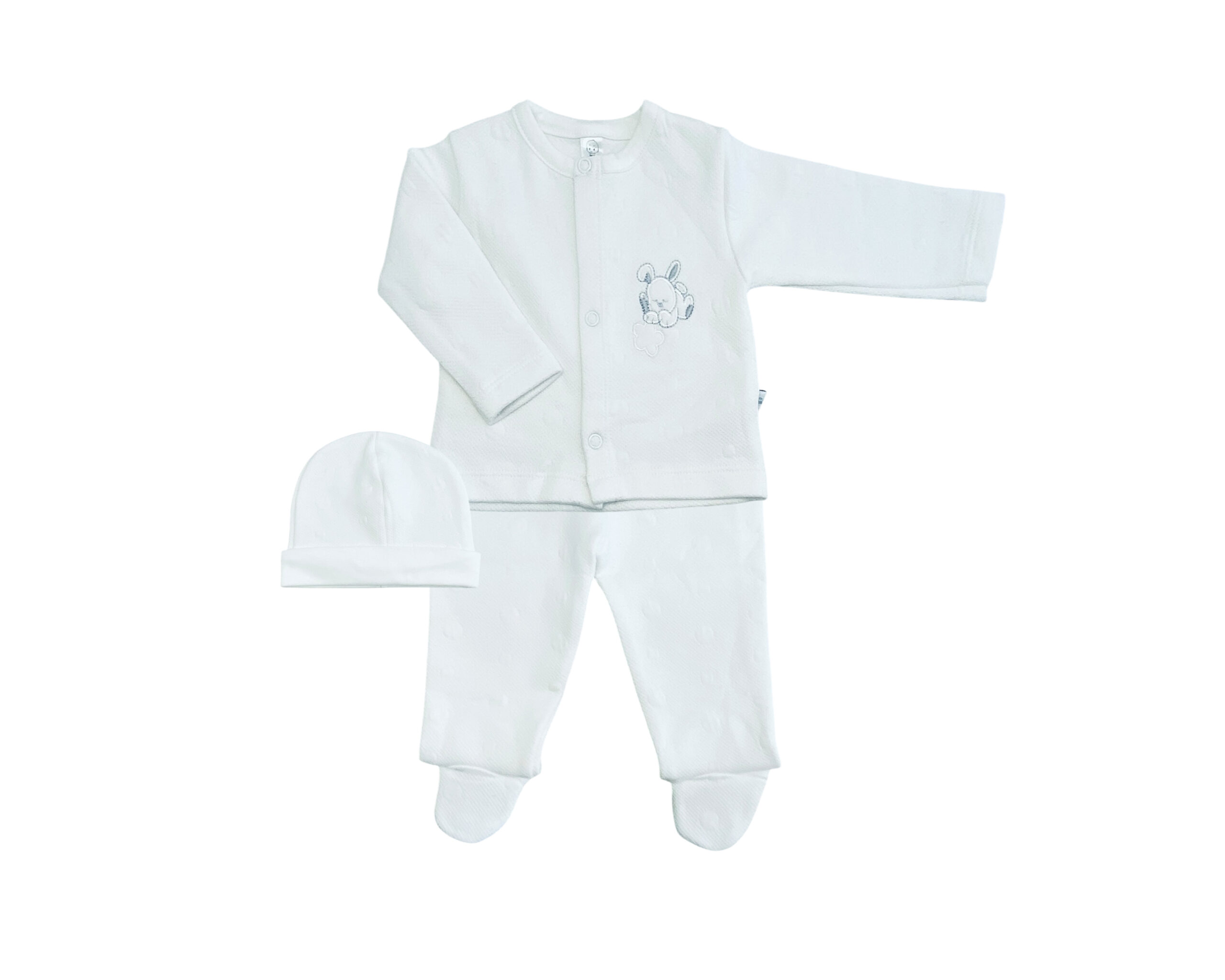 Conjunto Bordado 3 Piezas Bunny Blanco