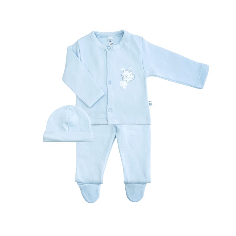 Conjunto Bordado 3 Piezas Bunny Celeste