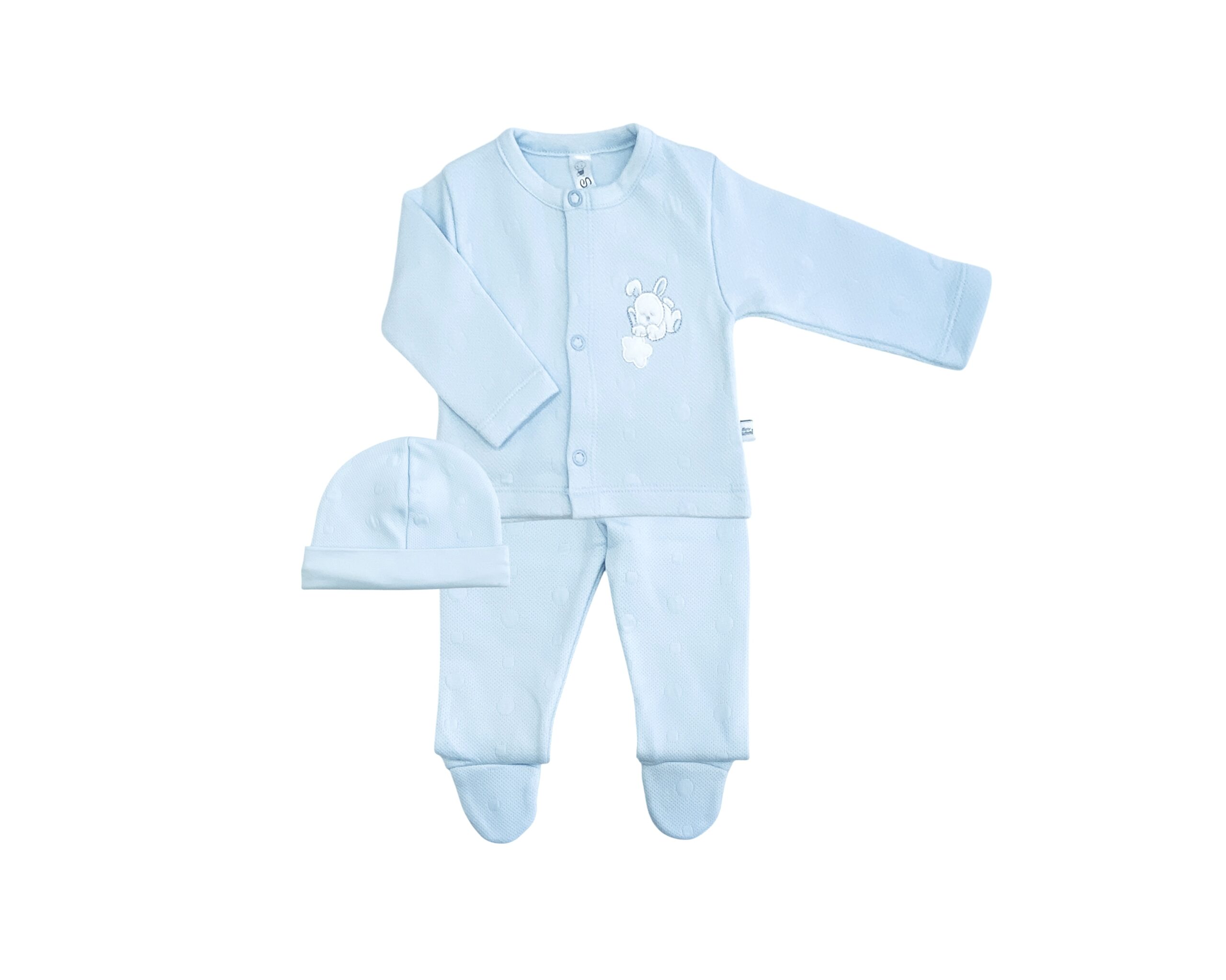 Conjunto Bordado 3 Piezas Bunny Celeste