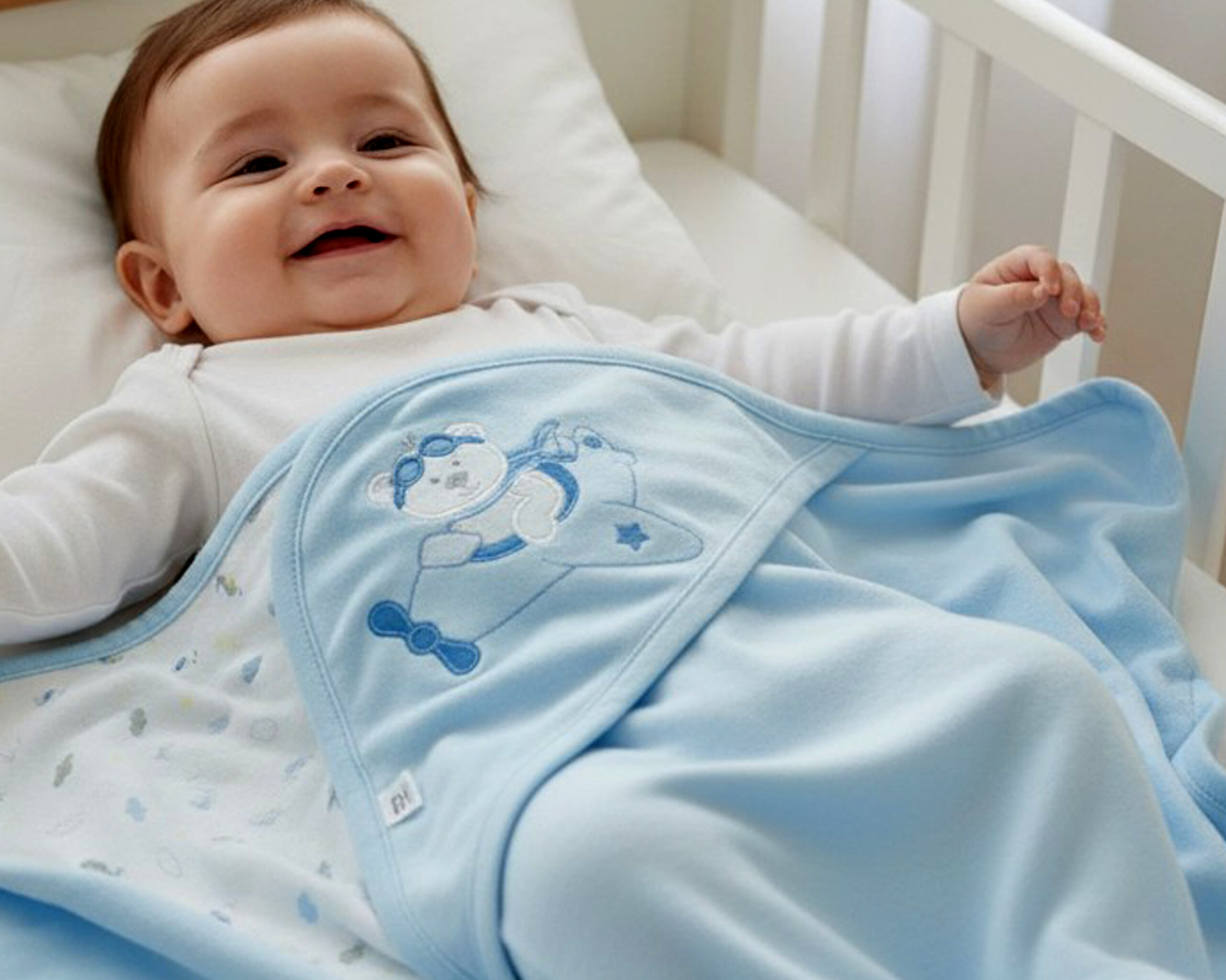 Manta bordada para bebé Pilot de algodón peruano para tapar al bebe